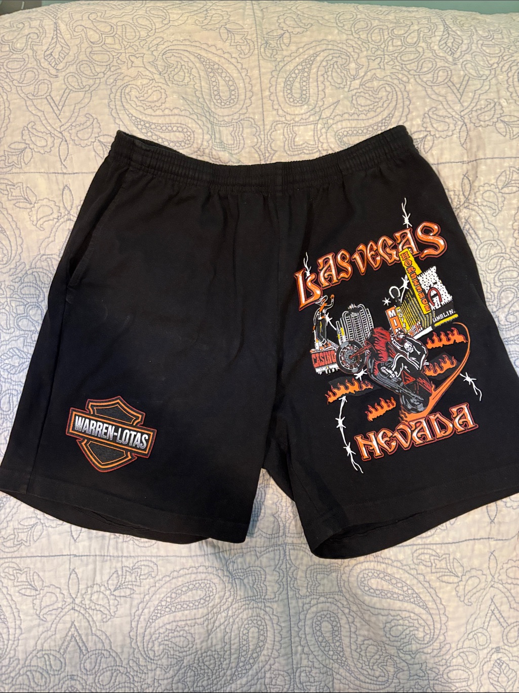 Black Las Vegas Graphic Athletic Shorts - Warren-Lotas